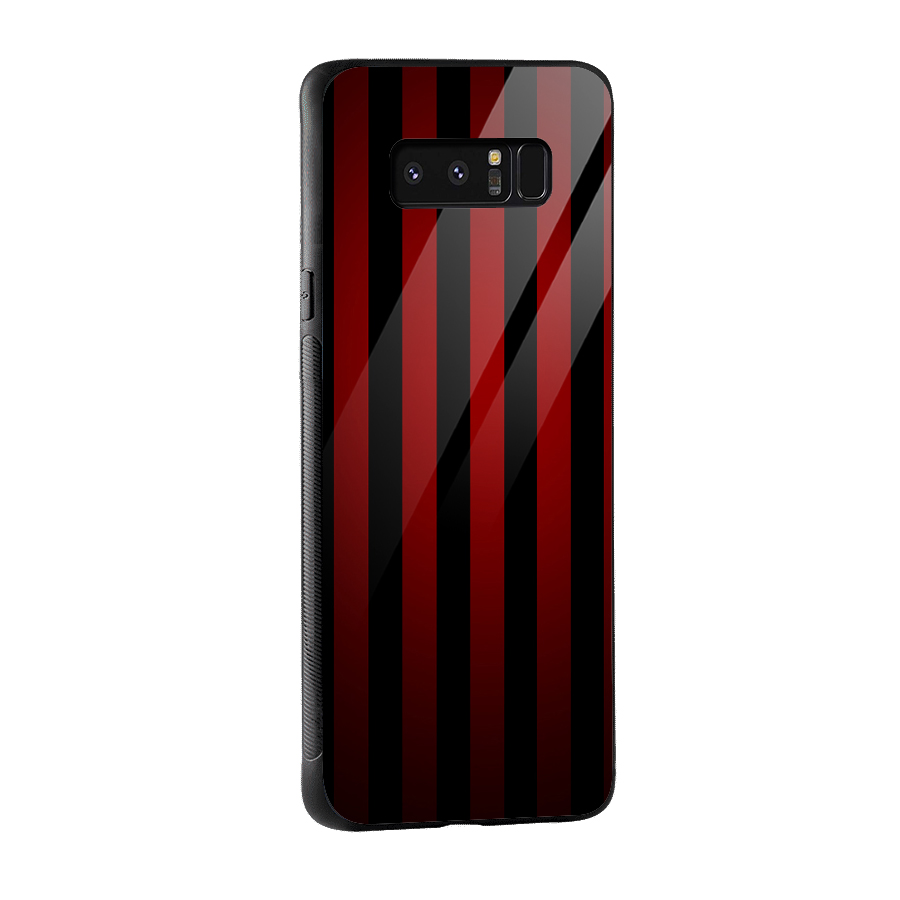 Red Black Stripes Glass Back Case for Galaxy Note 8