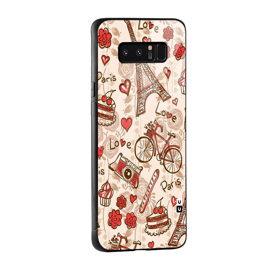 Red Peach City Glass Back Case for Galaxy Note 8