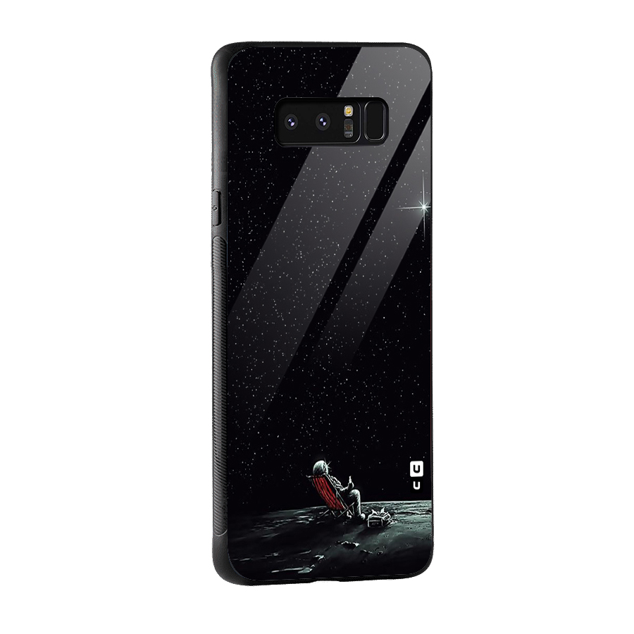 Resting Spaceman Face Glass Back Case for Galaxy Note 8