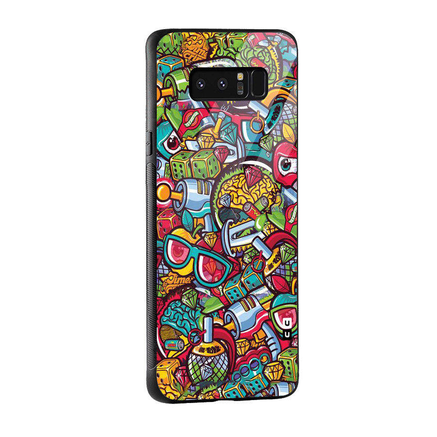 Retro Diamond Design Glass Back Case for Galaxy Note 8