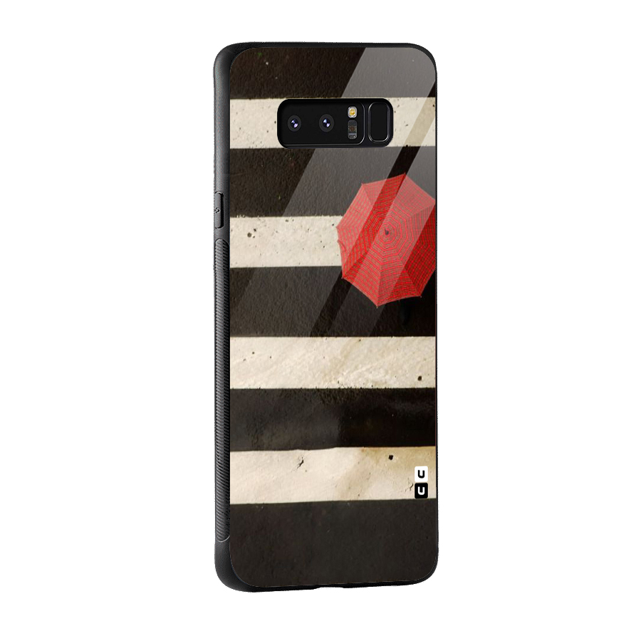 Single Red Umbrella Stripes Glass Back Case for Galaxy Note 8