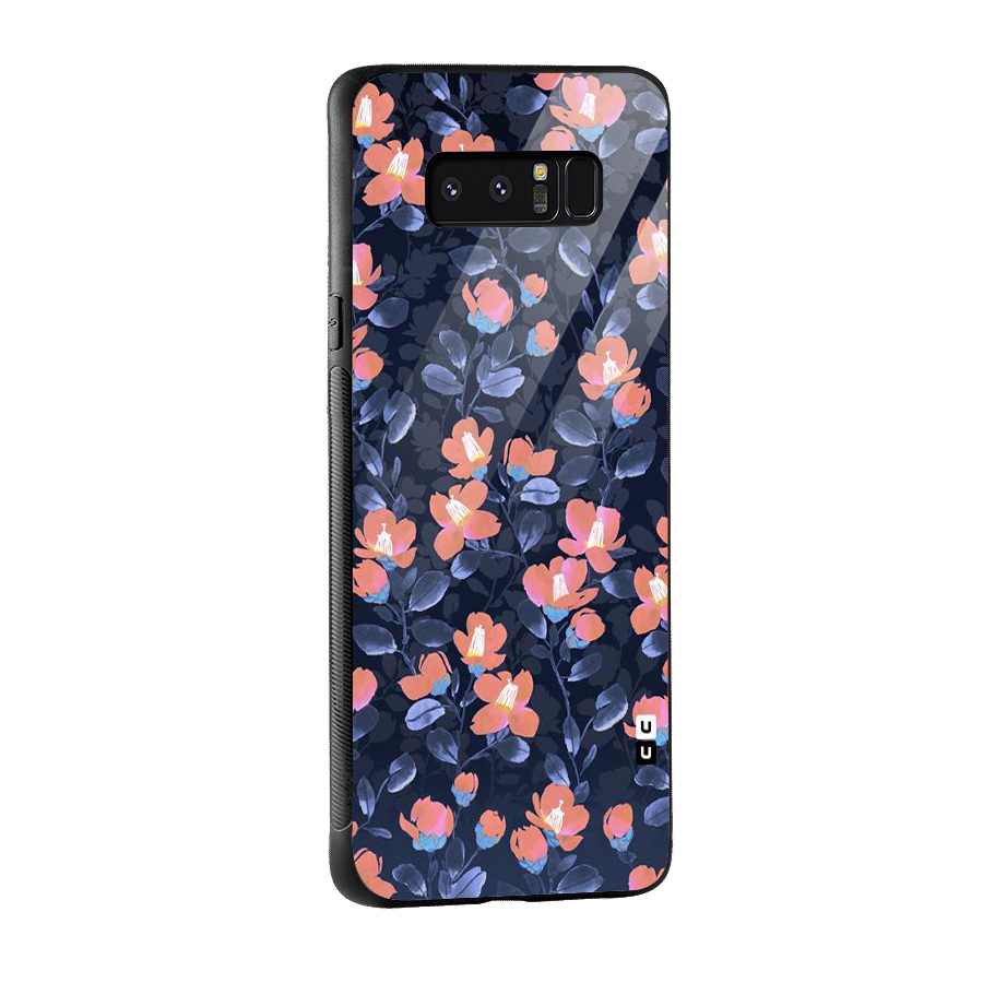 Tiny Peach Flowers Glass Back Case for Galaxy Note 8