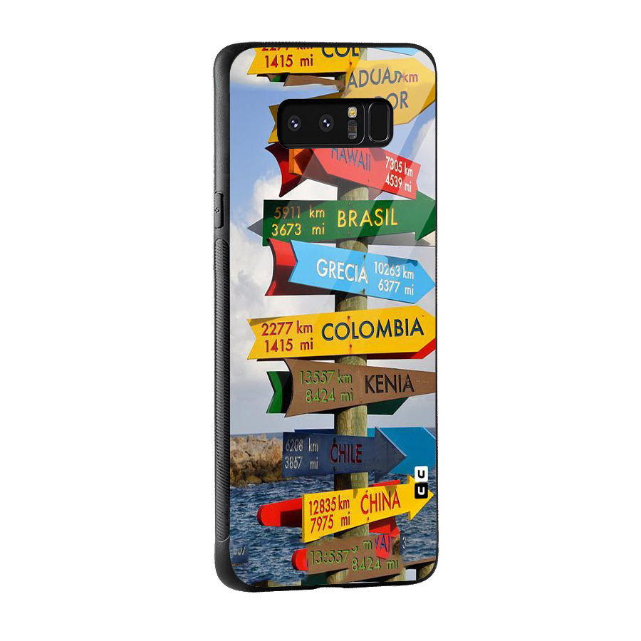 Travel Directions Glass Back Case for Galaxy Note 8