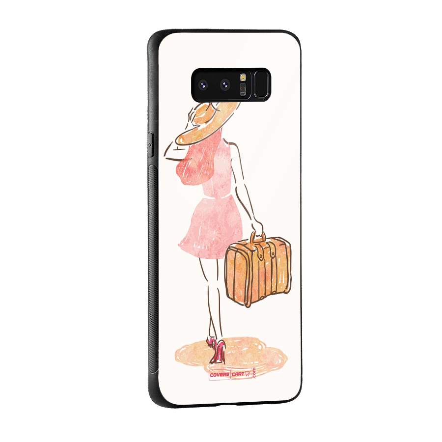 Travel Girl Glass Back Case for Galaxy Note 8