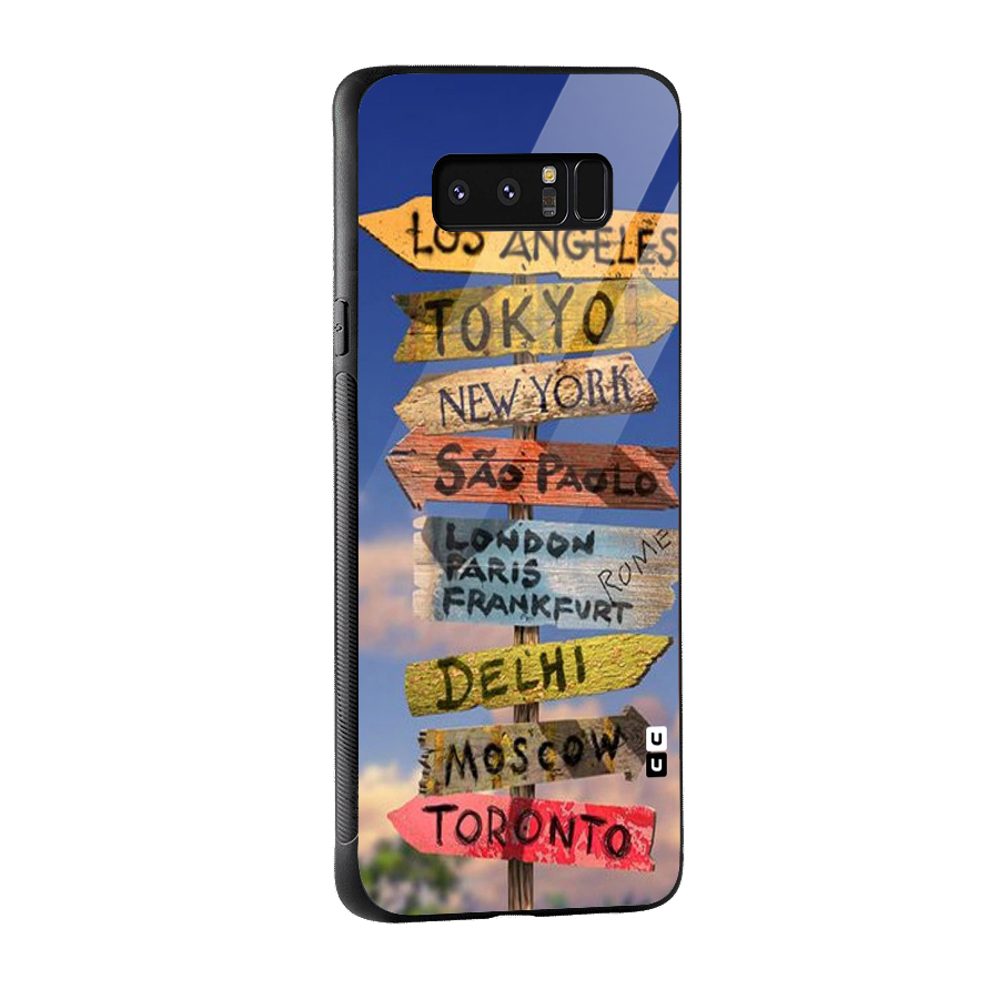 Travel Signs Glass Back Case for Galaxy Note 8