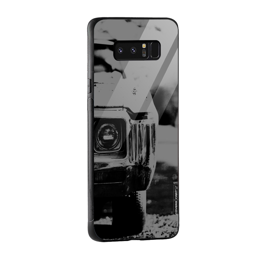 Vintage Car Black and White Glass Back Case for Galaxy Note 8