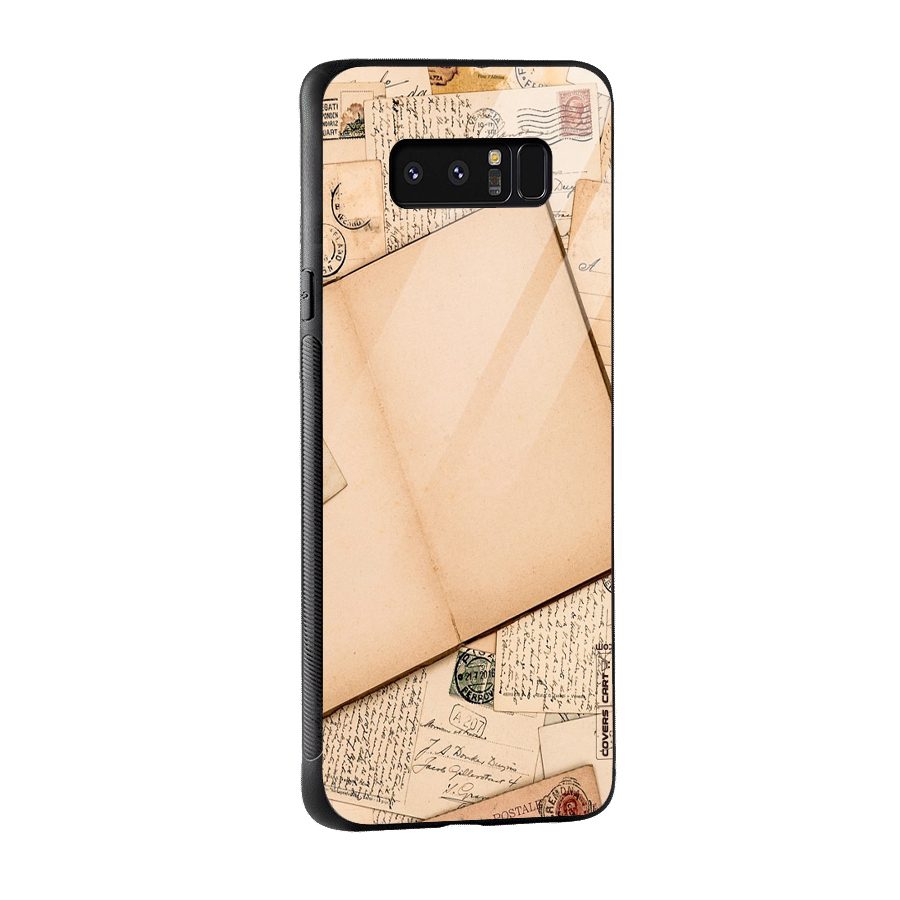 Vintage Journal Glass Back Case for Galaxy Note 8