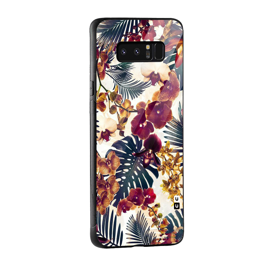 Vintage Rustic Flowers Glass Back Case for Galaxy Note 8