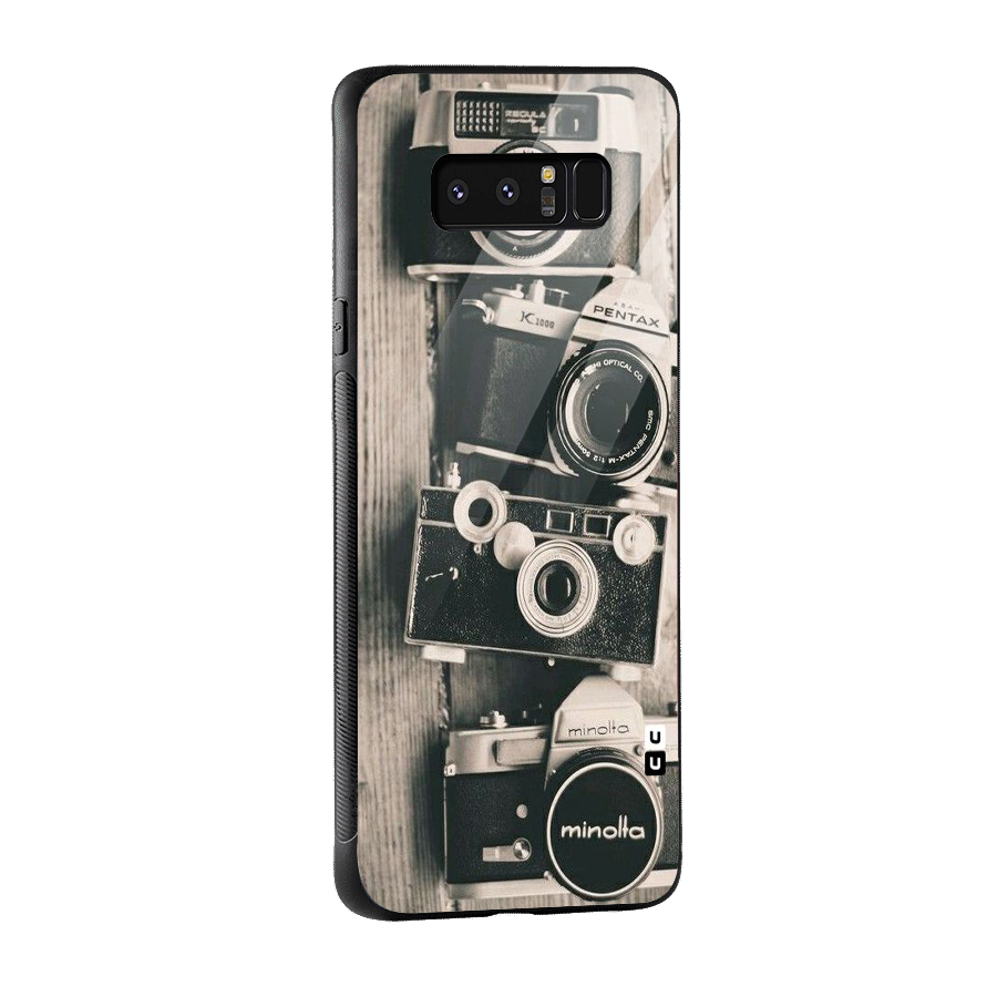 Vintage Style Shutter Glass Back Case for Galaxy Note 8