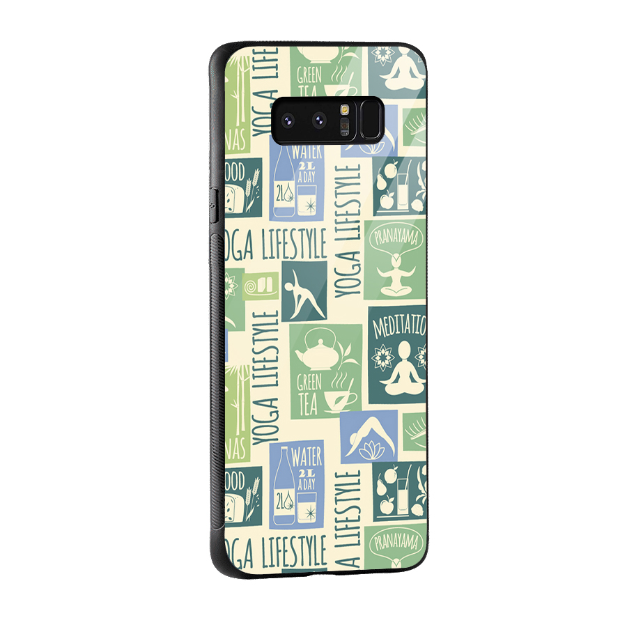 Vintage Yoga Lifestyle Glass Back Case for Galaxy Note 8