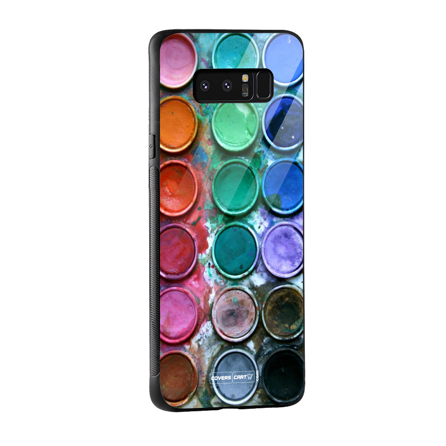 Water Paint Box Glass Back Case for Galaxy Note 8