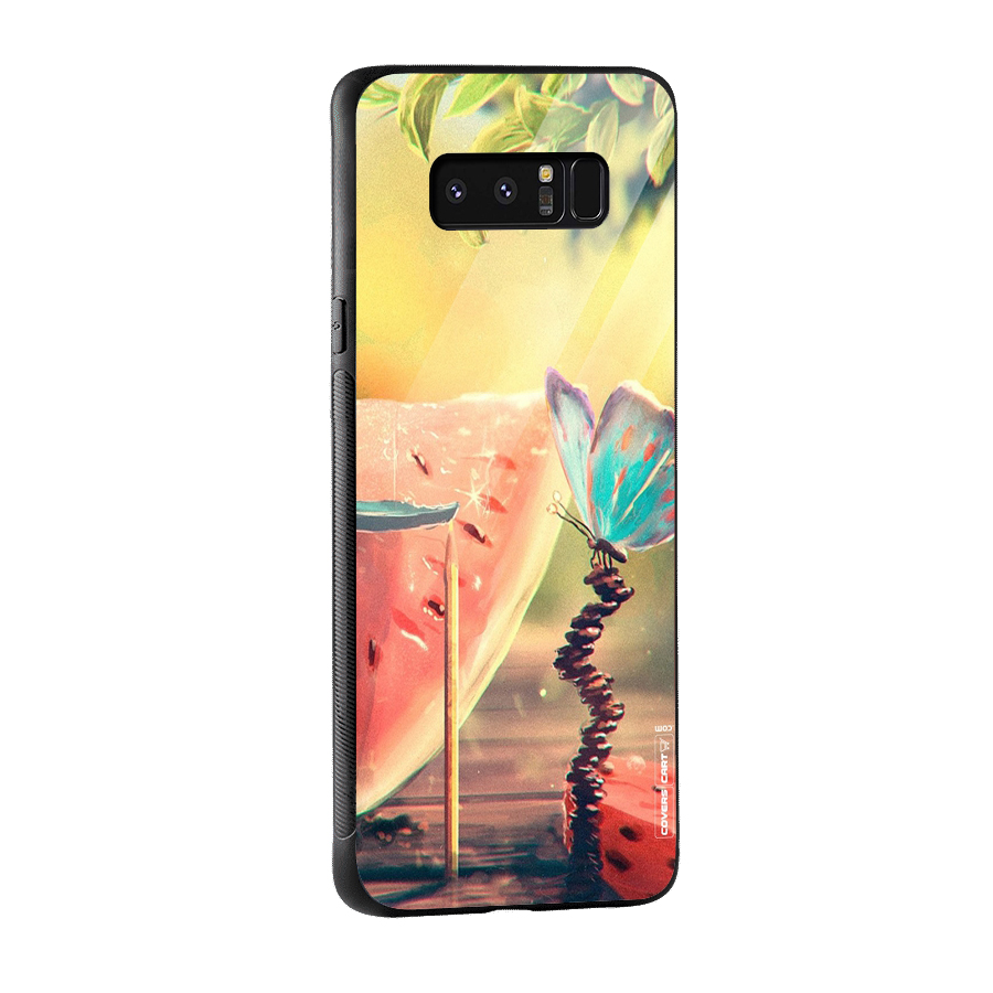 Watermelon Butterfly Glass Back Case for Galaxy Note 8