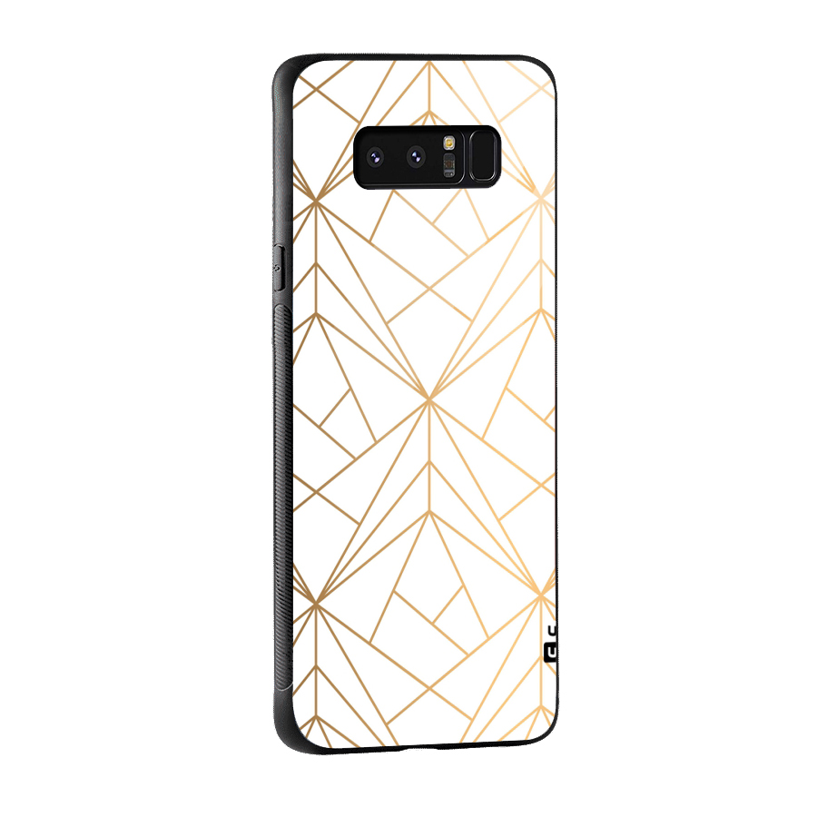 White Golden Zig Zag Glass Back Case for Galaxy Note 8
