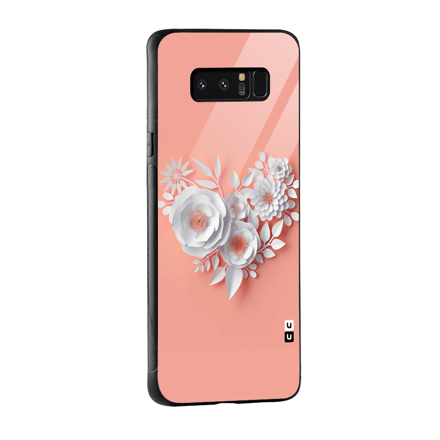 White Paper Flower Glass Back Case for Galaxy Note 8