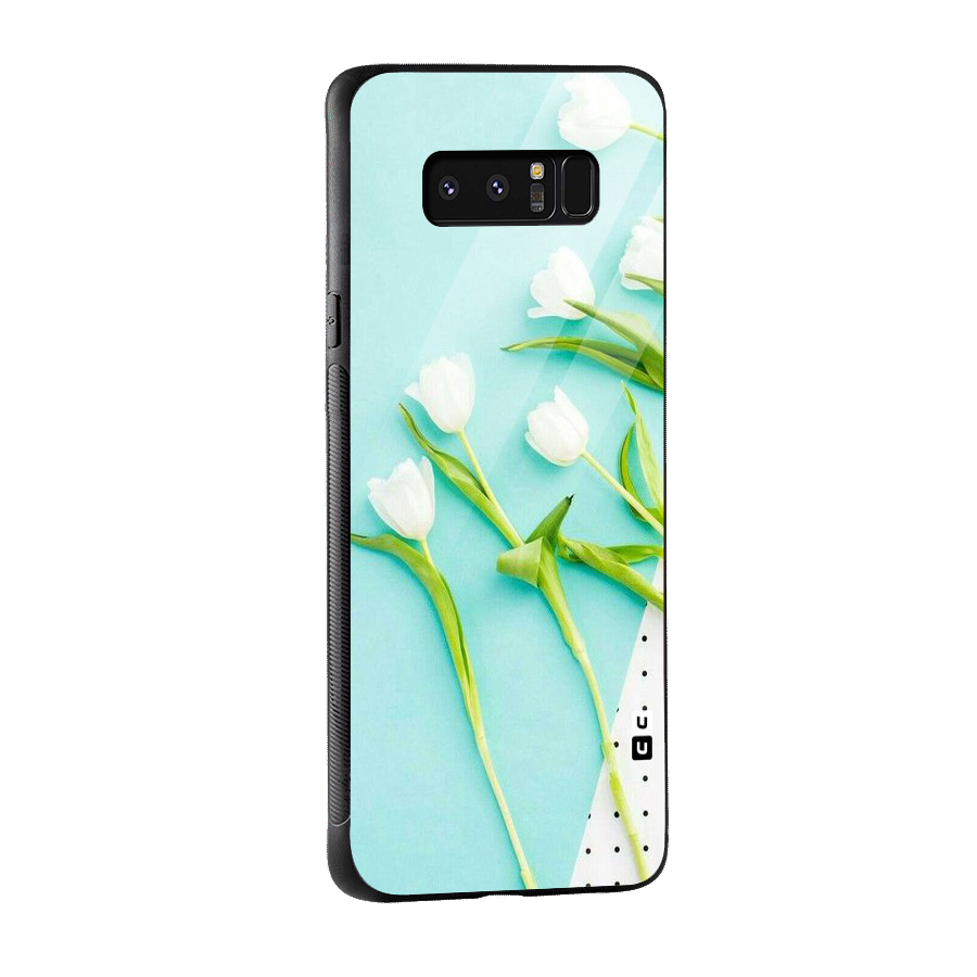White Tulips Glass Back Case for Galaxy Note 8
