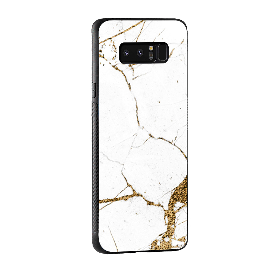 White and Gold Design Glass Back Case for Galaxy Note 8