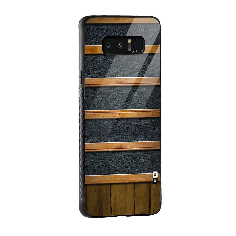 Wood Design Glass Back Case for Galaxy Note 8