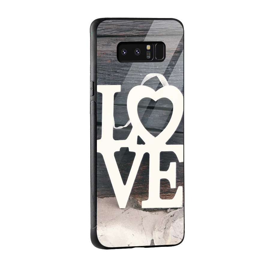 Wood Love Lock Glass Back Case for Galaxy Note 8