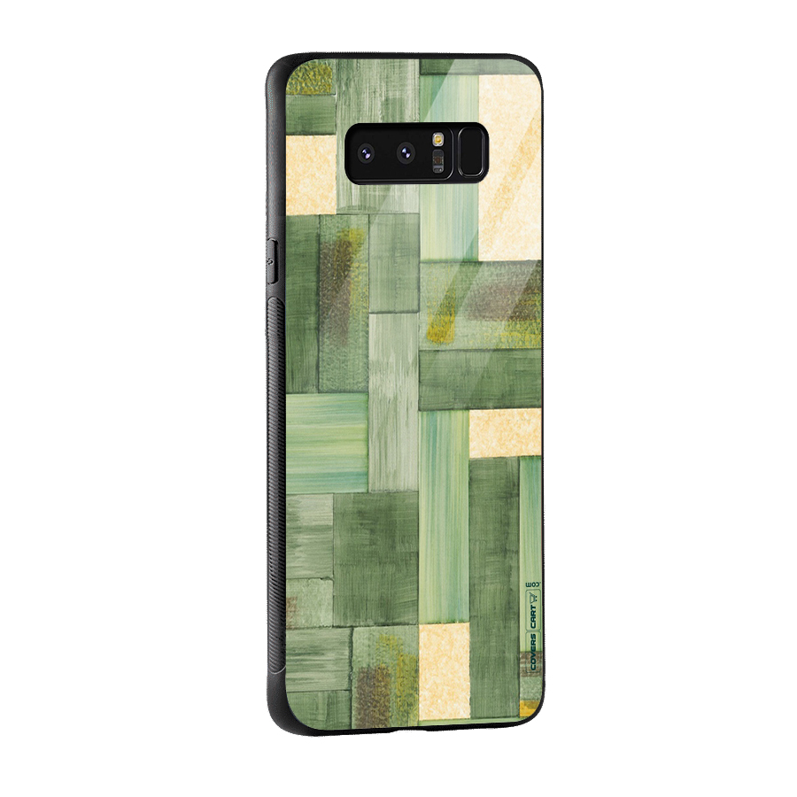 Wooden Green Texture Glass Back Case for Galaxy Note 8