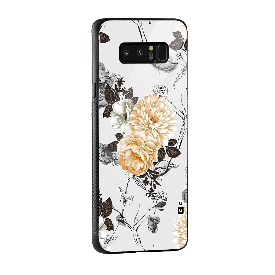 Yellow Floral Glass Back Case for Galaxy Note 8