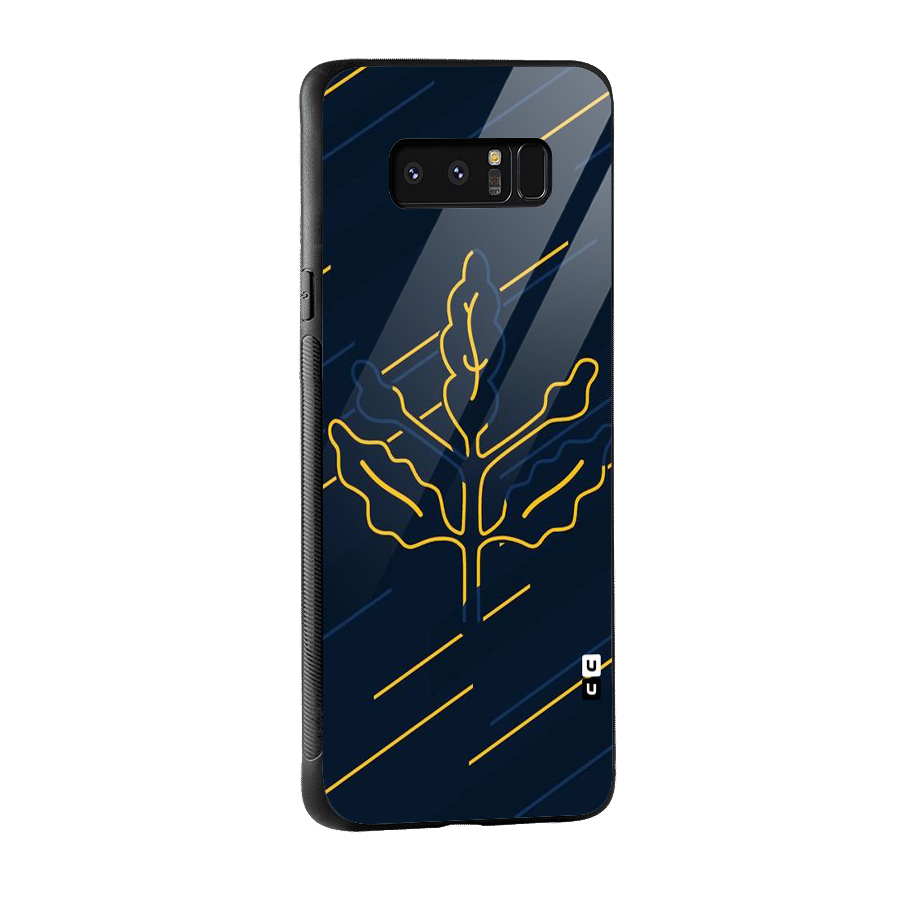 Yellow Leaf Line Glass Back Case for Galaxy Note 8