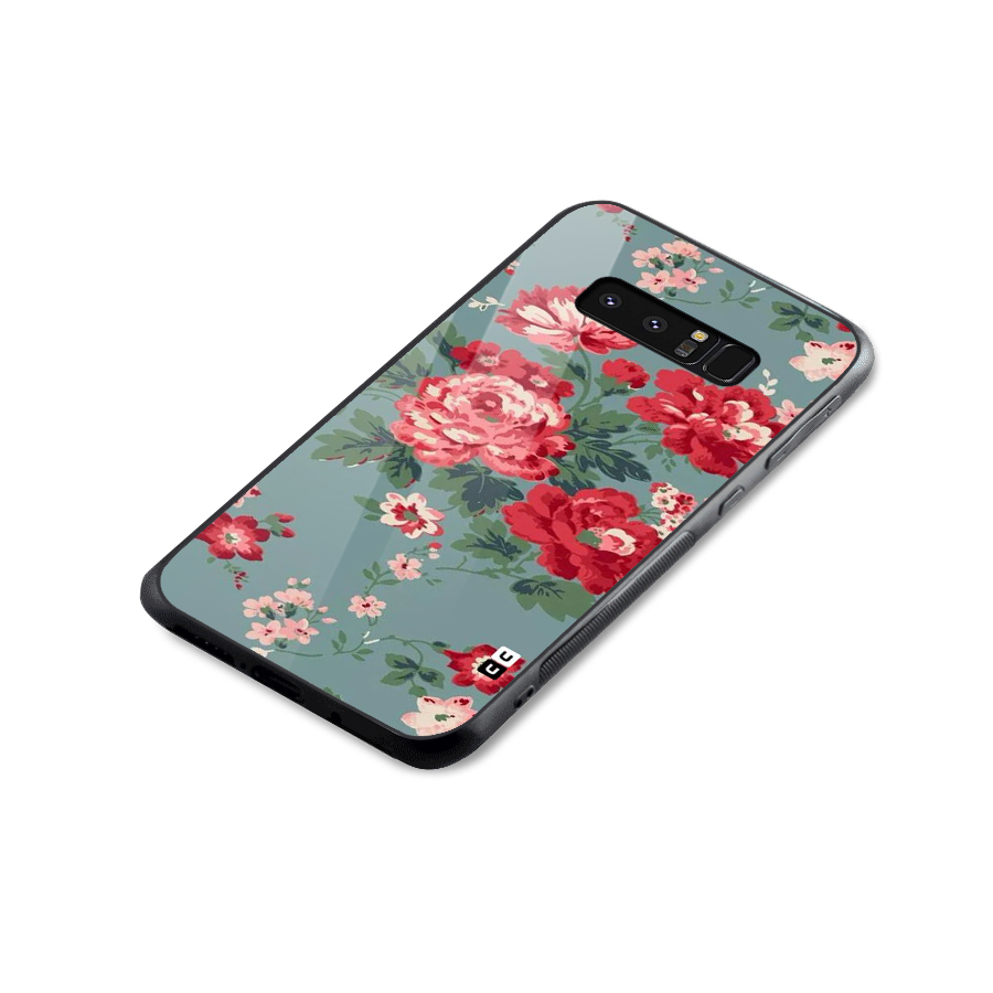 Aesthetic Floral Red Glass Back Case for Galaxy Note 8