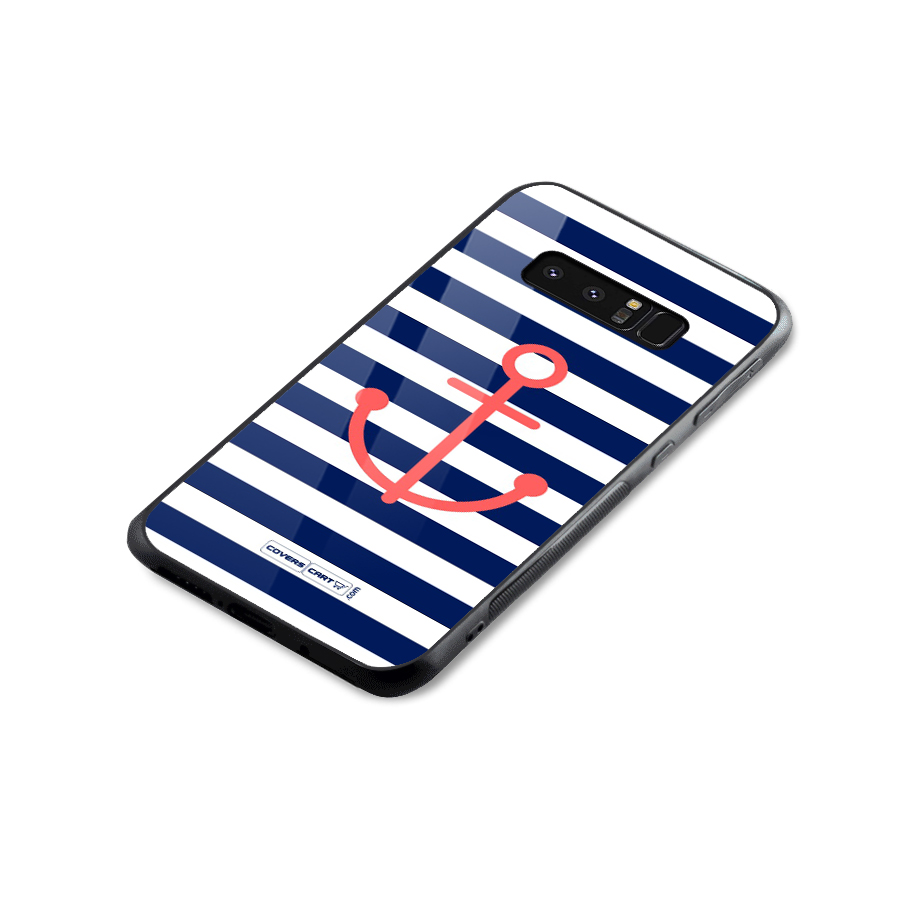 Anchor Stripes Glass Back Case for Galaxy Note 8