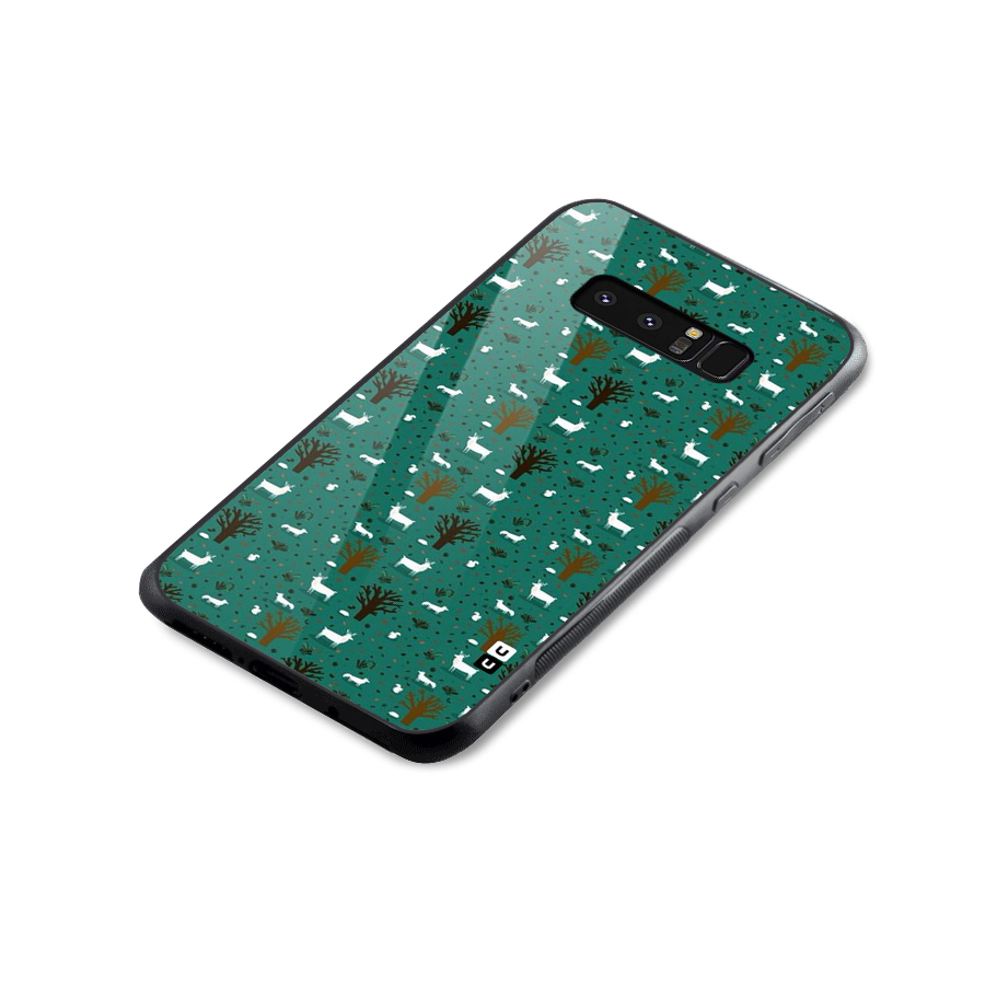 Animal Grass Pattern Glass Back Case for Galaxy Note 8