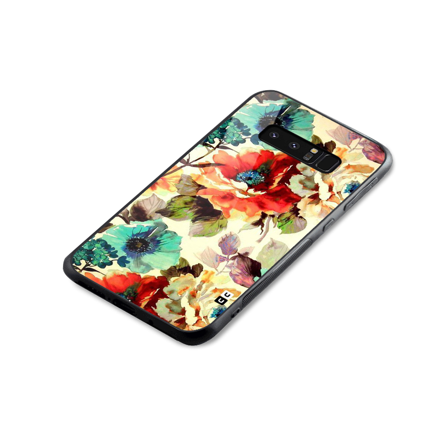 Artsy Bloom Flower Glass Back Case for Galaxy Note 8