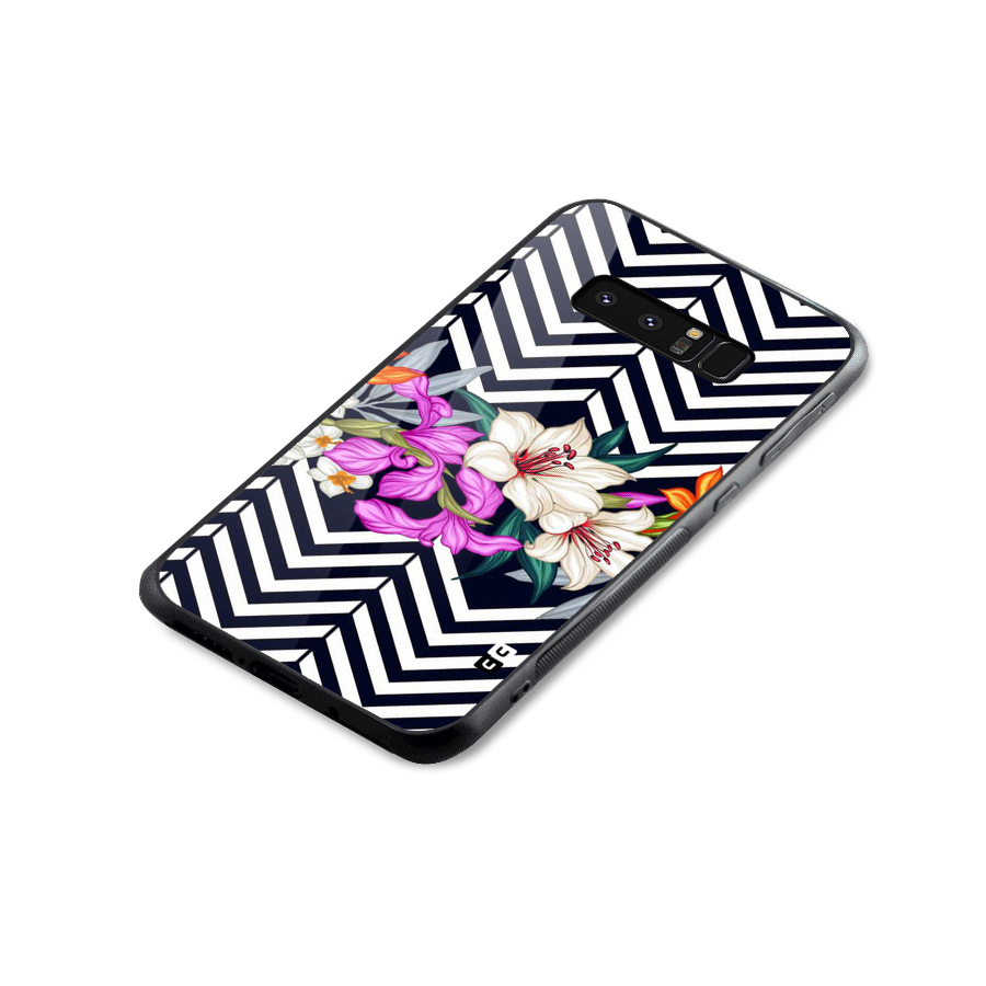 Artsy ZigZag Floral Glass Back Case for Galaxy Note 8