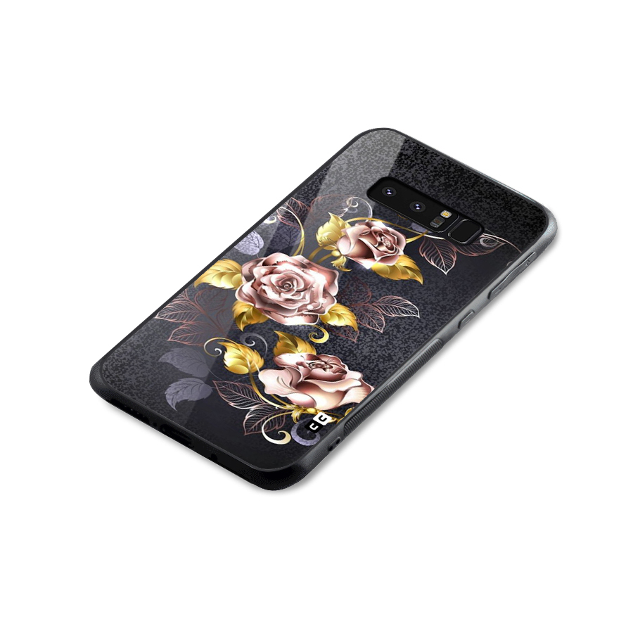 Beautiful Old Floral Design Glass Back Case for Galaxy Note 8