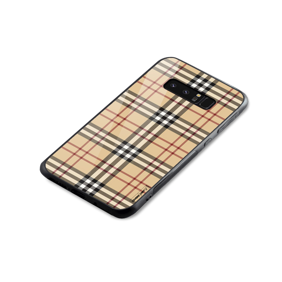 Beige Check Glass Back Case for Galaxy Note 8