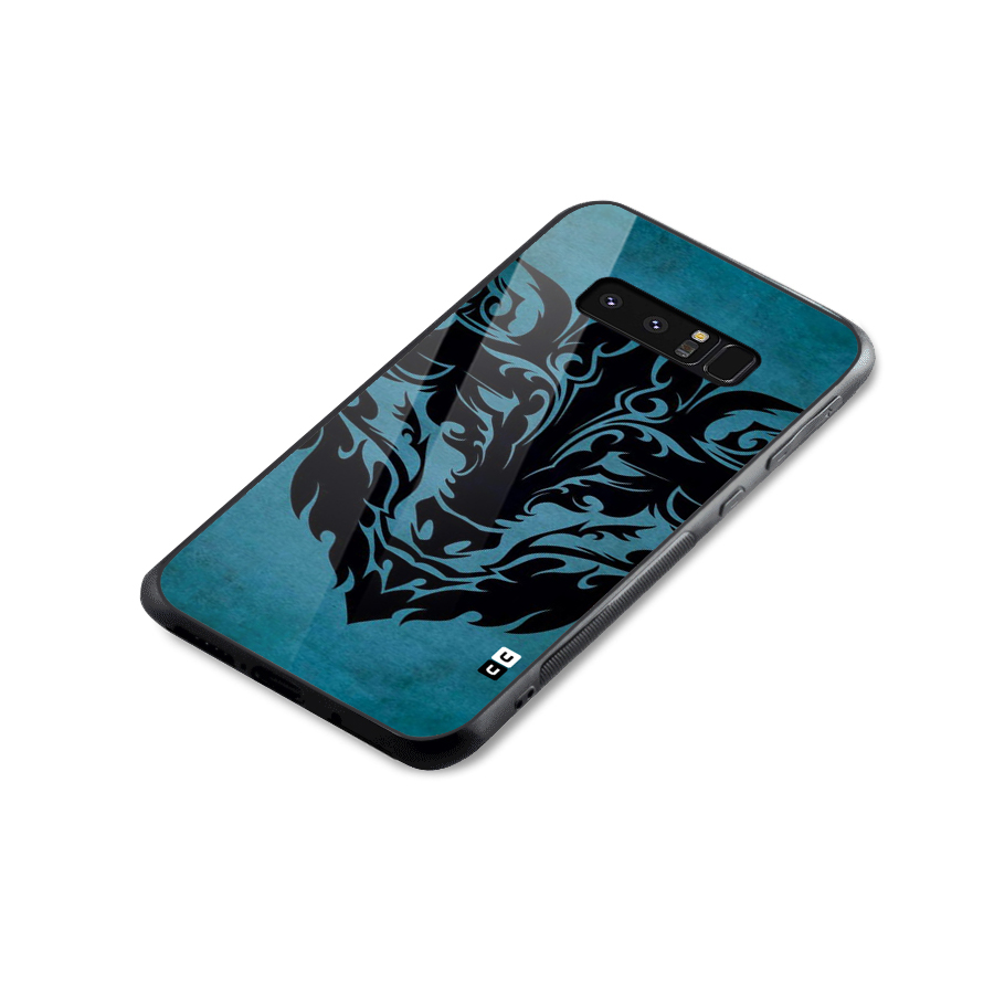 Black Artistic Wolf Glass Back Case for Galaxy Note 8