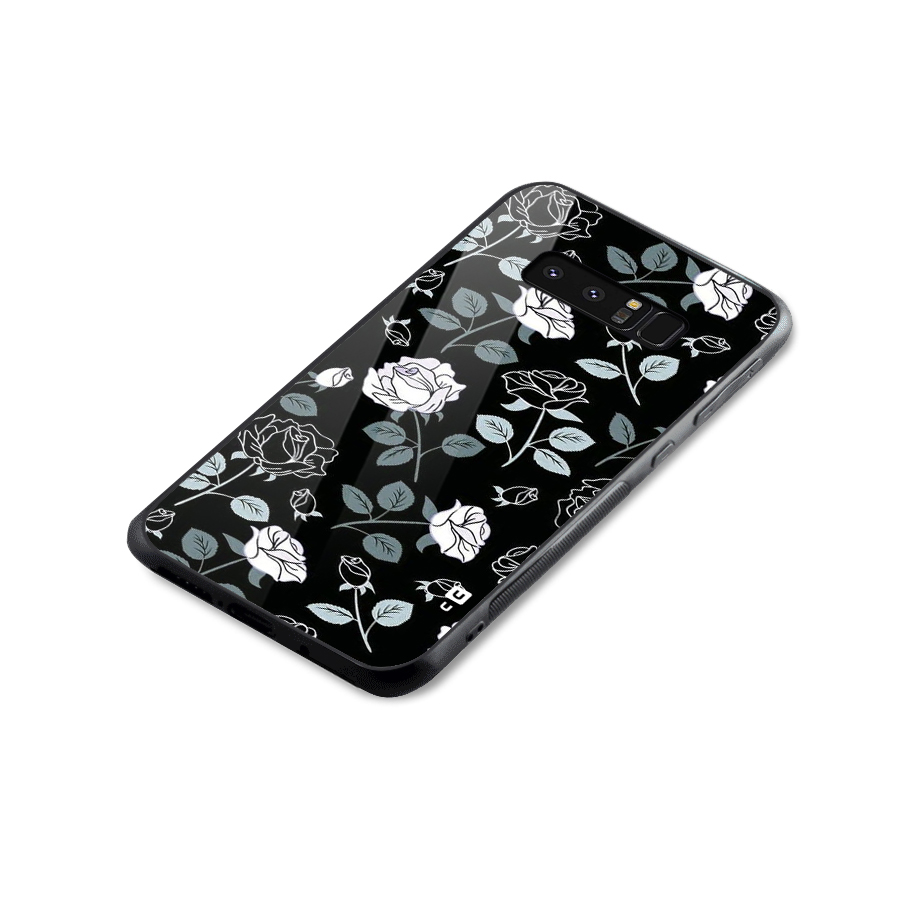 Black Artsy Bloom Glass Back Case for Galaxy Note 8
