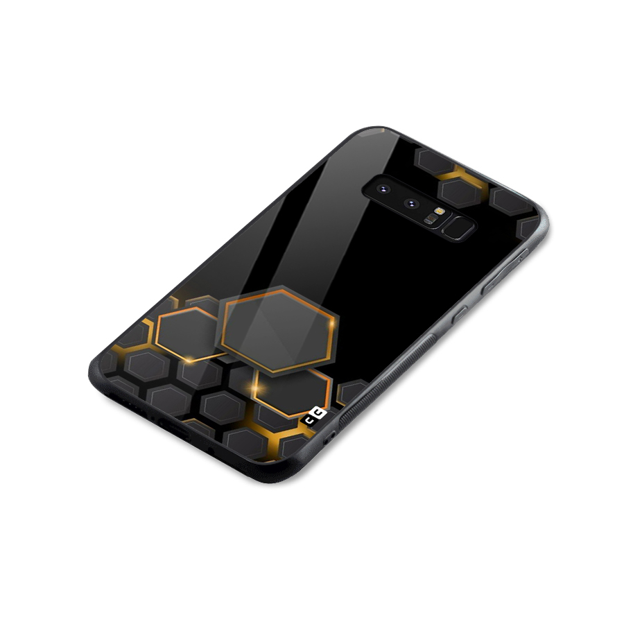 Black Gold Hexa Glass Back Case for Galaxy Note 8