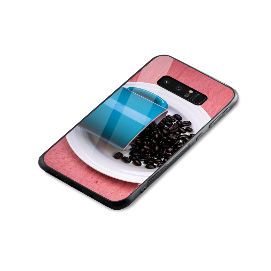 Blue Mug And Beans Glass Back Case for Galaxy Note 8