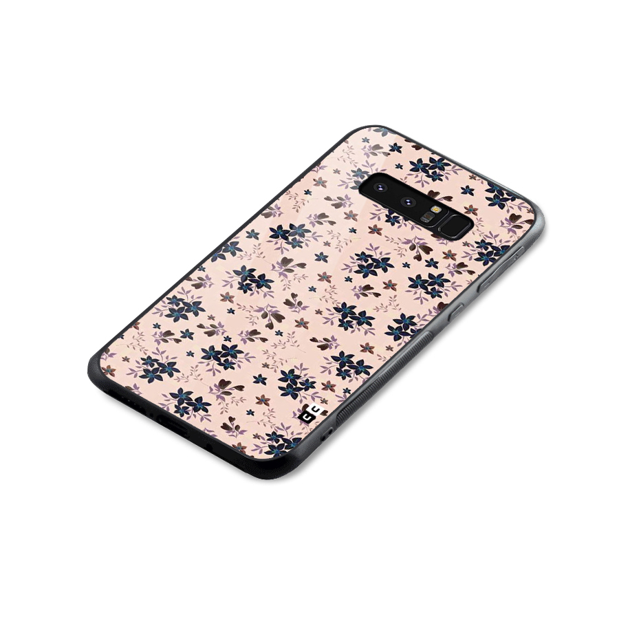 Blue Peach Floral Glass Back Case for Galaxy Note 8