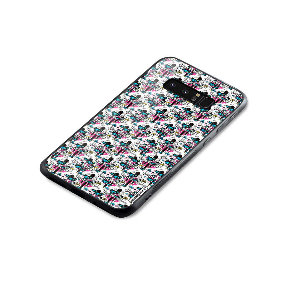 Blue Pink Pattern Glass Back Case for Galaxy Note 8