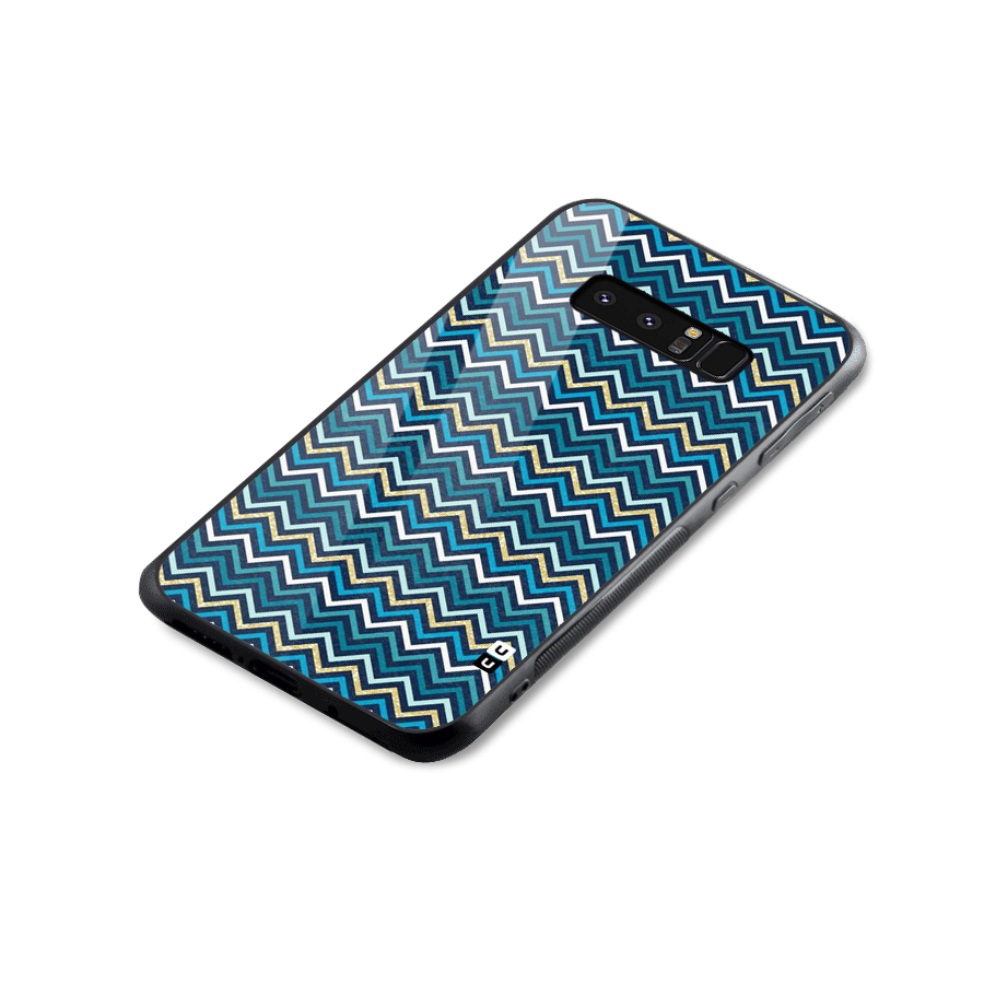 Blue Shades Chevron Pattern Glass Back Case for Galaxy Note 8