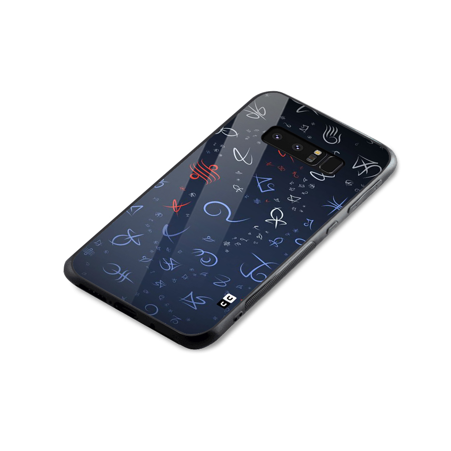Blue Symbols Glass Back Case for Galaxy Note 8