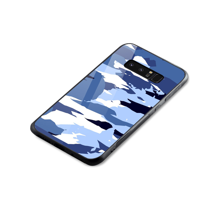 Blue White Canvas Glass Back Case for Galaxy Note 8