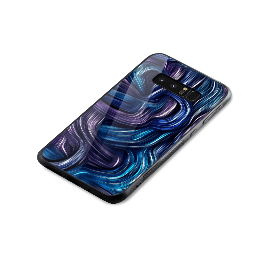 Blue and Purple Oil Paint Glass Back Case for Galaxy Note 8