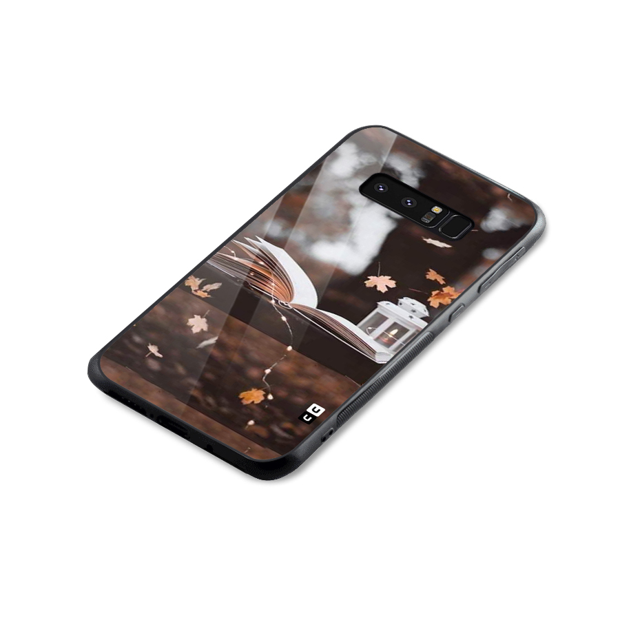Book and Fall Leaves Glass Back Case for Galaxy Note 8