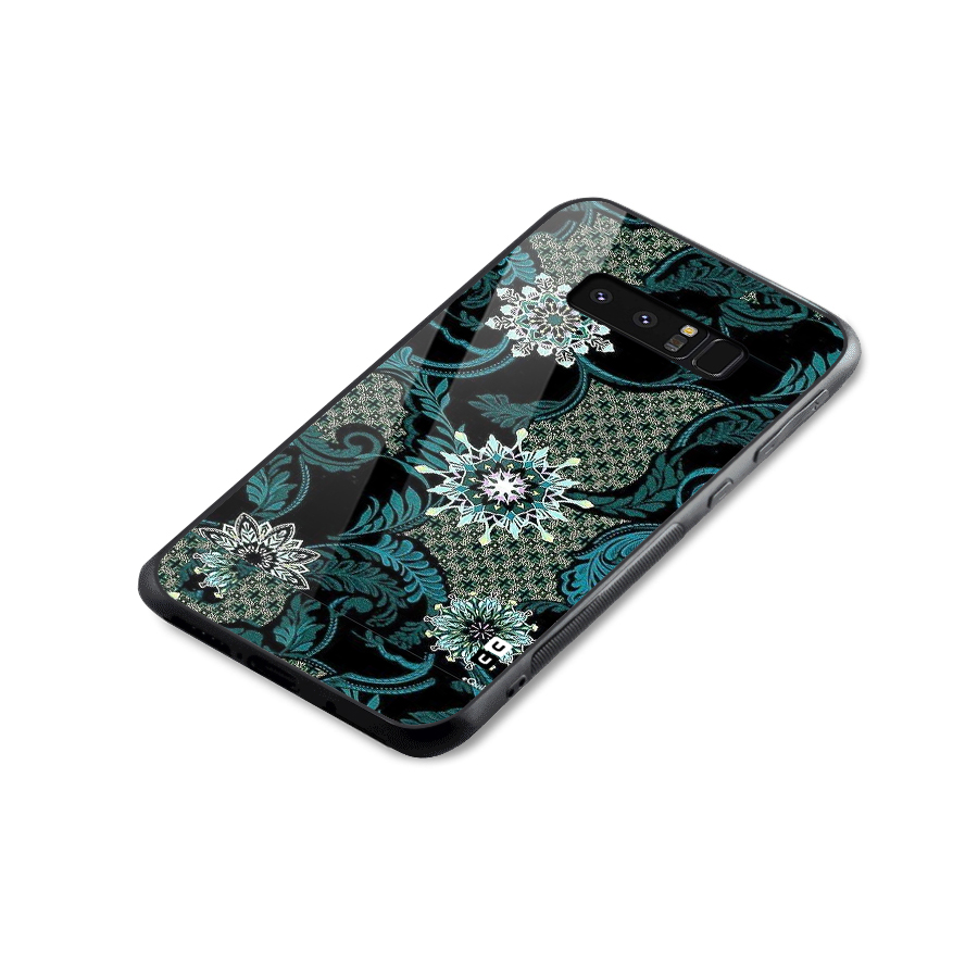 Bottle Green Floral Glass Back Case for Galaxy Note 8