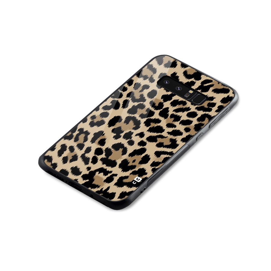 Brown Leapord Print Glass Back Case for Galaxy Note 8