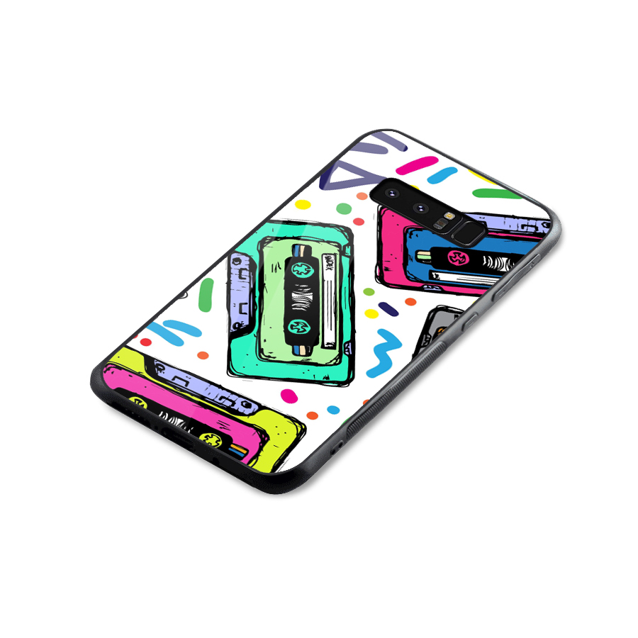 Cassette Pattern Glass Back Case for Galaxy Note 8