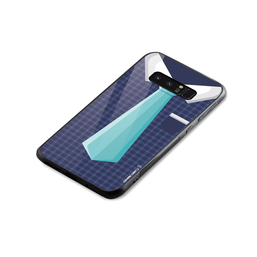 Checked Shirt Tie Glass Back Case for Galaxy Note 8