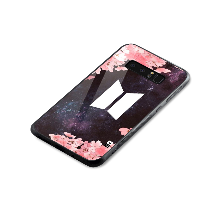 Cherry Blossom Pause Design Glass Back Case for Galaxy Note 8