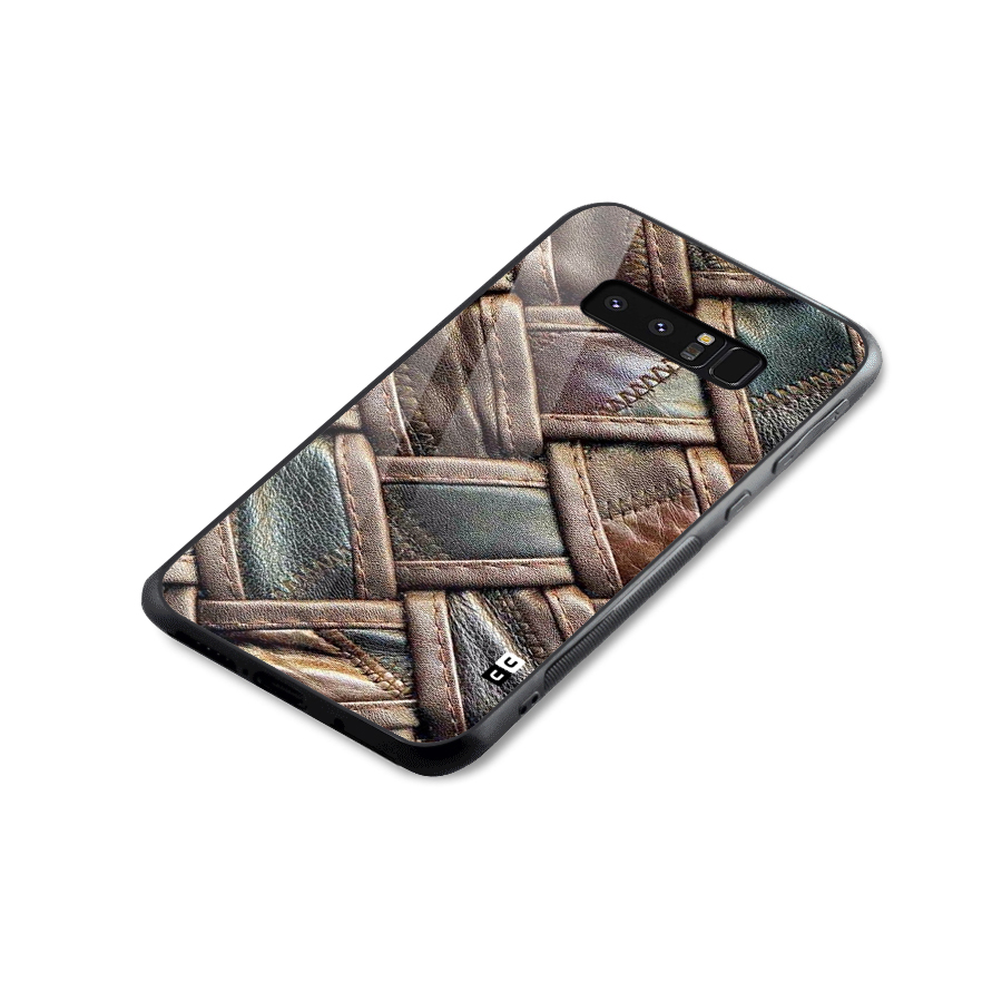 Classic Leather Belt Design Glass Back Case for Galaxy Note 8