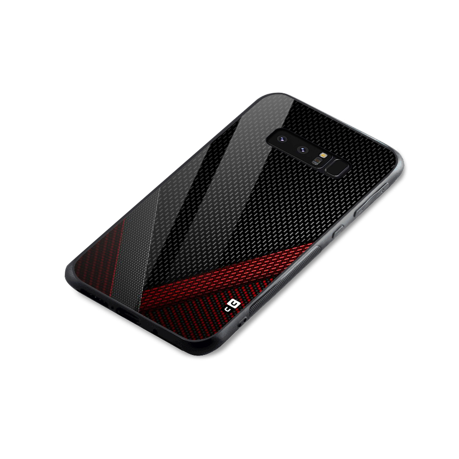Classy Black Red Design Glass Back Case for Galaxy Note 8
